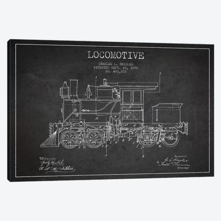 Charles L. Heisler Locomotive Pattern Sketch (Charcoal) Canvas Print #ADP2818} by Aged Pixel Canvas Print