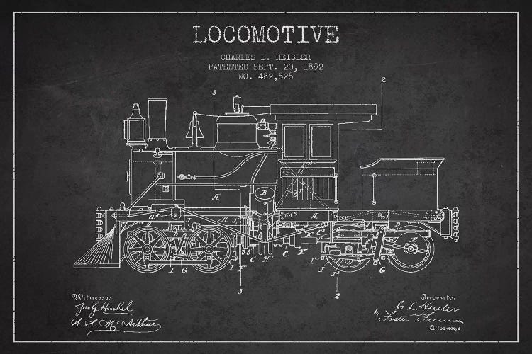 Charles L. Heisler Locomotive Pattern Sketch (Charcoal)