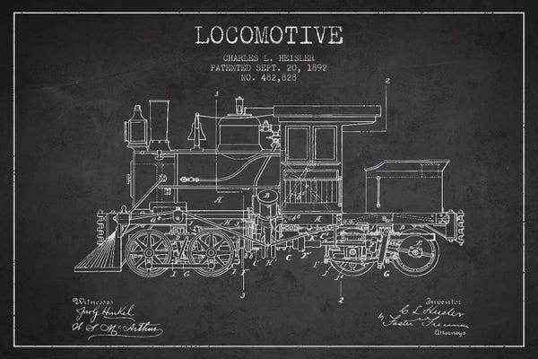 Charles L. Heisler Locomotive Pattern Sketch (Charcoal)