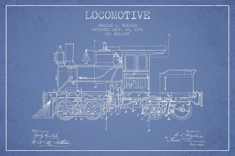 Charles L. Heisler Locomotive Pattern Sketch (Light Blue)