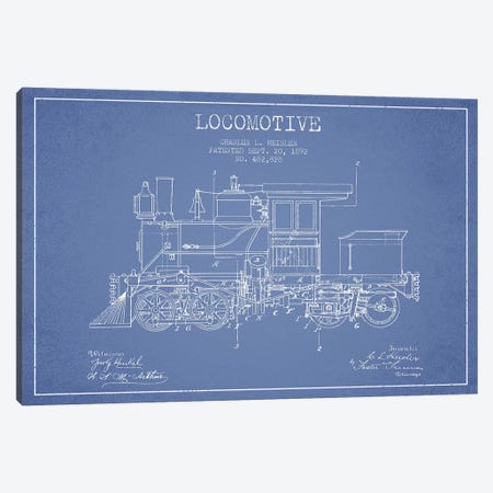 Charles L. Heisler Locomotive Pattern Sketch (Light Blue) Canvas Print #ADP2819} by Aged Pixel Canvas Print