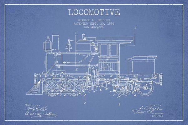 Charles L. Heisler Locomotive Pattern Sketch (Light Blue)