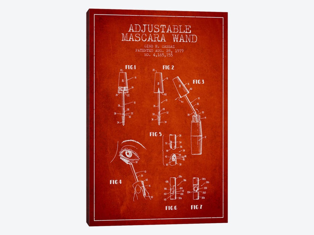 Adjustable Mascara Red Patent Blueprint by Aged Pixel 1-piece Canvas Print