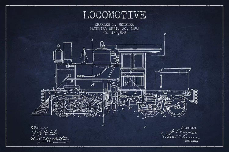 Charles L. Heisler Locomotive Pattern Sketch (Navy Blue)