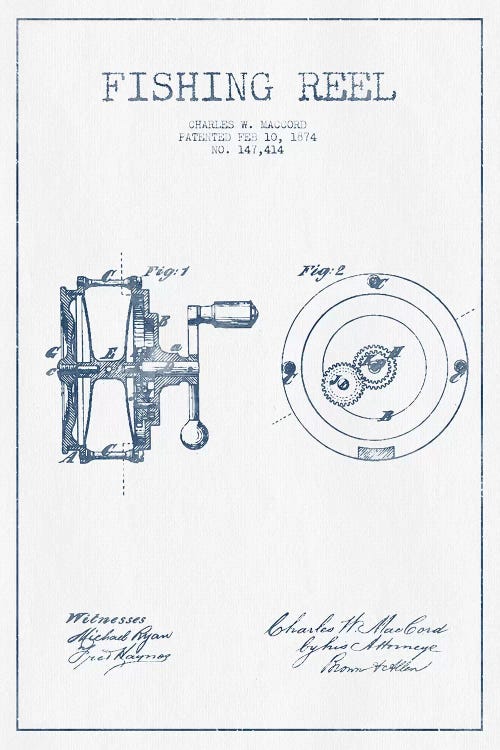 Charles W. MacCord Fishing Reel Patent Sketch (Ink)