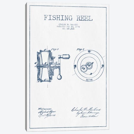 Charles W. MacCord Fishing Reel Patent Sketch (Ink) Canvas Print #ADP2822} by Aged Pixel Canvas Wall Art