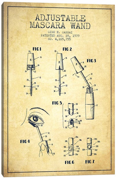 Adjustable Mascara Vintage Patent Blueprint Canvas Art Print - Beauty & Personal Care Blueprints