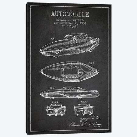 Donald G. Weddell Automobile Patent Sketch (Charcoal) Canvas Print #ADP2830} by Aged Pixel Art Print