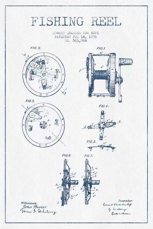 E.C. Vom Hofe Fishing Reel Patent Sketch (Ink)