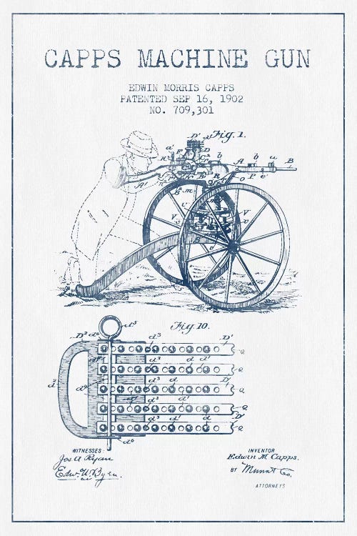 E.M. Capps Machine Gun Patent Sketch (Ink) I