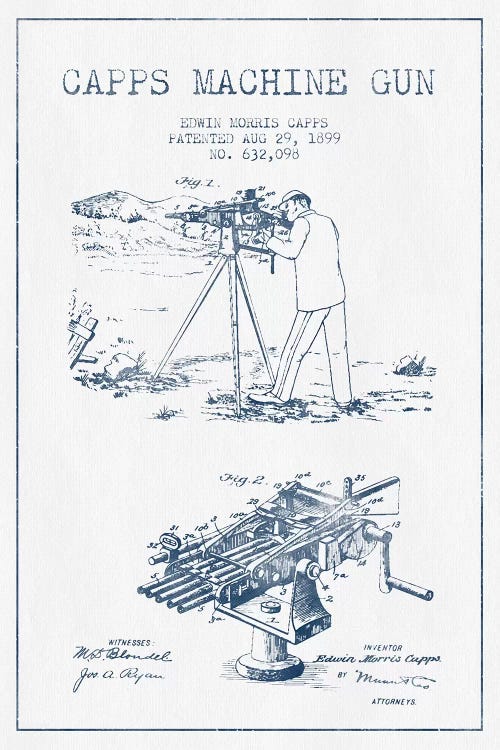 E.M. Capps Machine Gun Patent Sketch (Ink) II