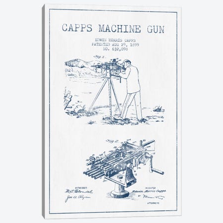 E.M. Capps Machine Gun Patent Sketch (Ink) II Canvas Print #ADP2837} by Aged Pixel Canvas Art