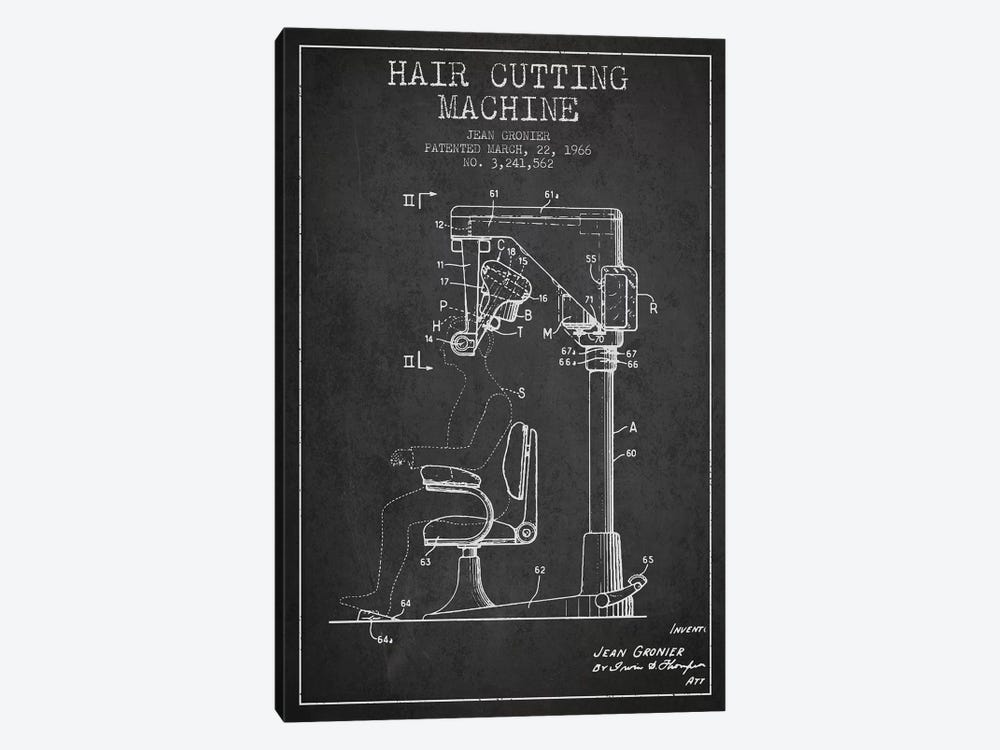 Automatic Heir Cutting Charcoal Patent Blueprint by Aged Pixel 1-piece Canvas Print