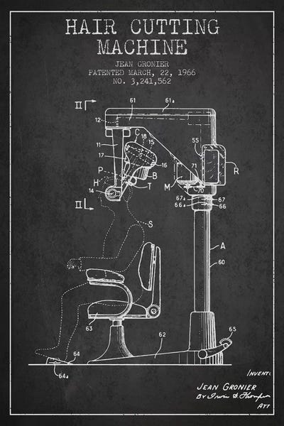 Beauty & Personal Care Blueprints: Automatic Heir Cutting Charcoal Patent Blueprint by Aged Pixel