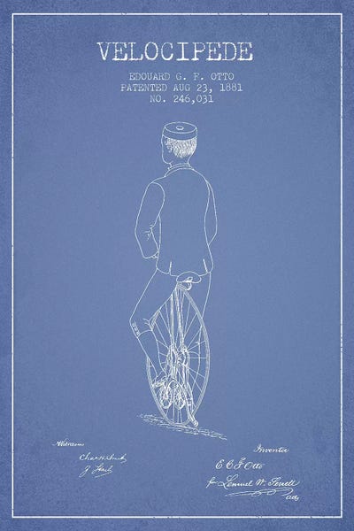 Edouard G.F. Otto Velocipede Patent Sketch (Light Blue) III