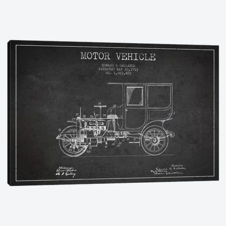 Edward B. Gallaher Motor Vehicle Patent Sketch (Charcoal) Canvas Print #ADP2843} by Aged Pixel Canvas Wall Art