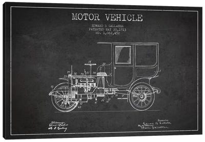 Edward B. Gallaher Motor Vehicle Patent Sketch (Charcoal) Canvas Art Print - Automobile Blueprints
