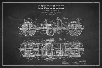 Edward N. Darrow Gyrocycle Patent Sketch (Charcoal) by Aged Pixel canvas print