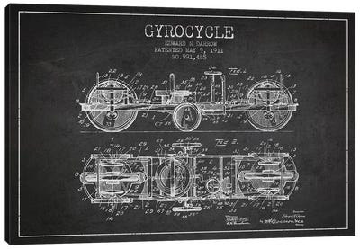 Edward N. Darrow Gyrocycle Patent Sketch (Charcoal) Canvas Art Print - Bicycle Art