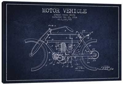 Edward Y. White Motor Vehicle Patent Sketch (Navy Blue) Canvas Art Print - Motorcycle Blueprints