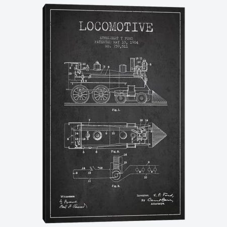 Ethelbert T. Ford Locomotive Pattern Sketch (Charcoal) Canvas Print #ADP2859} by Aged Pixel Canvas Art Print