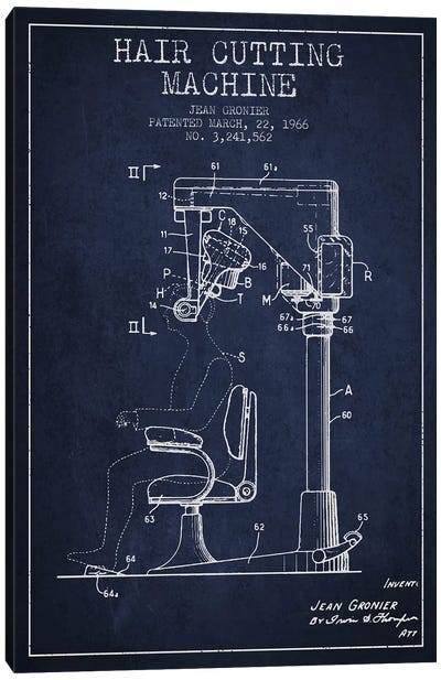 Automatic Heir Cutting Navy Blue Patent Blueprint Canvas Art Print - Aged Pixel: Beauty & Personal Care