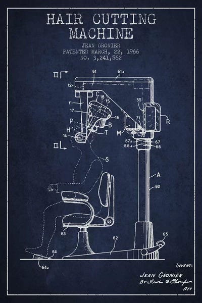 Beauty & Personal Care Blueprints: Automatic Heir Cutting Navy Blue Patent Blueprint by Aged Pixel