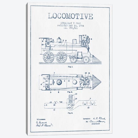 Ethelbert T. Ford Locomotive Pattern Sketch (Ink) Canvas Print #ADP2860} by Aged Pixel Canvas Art