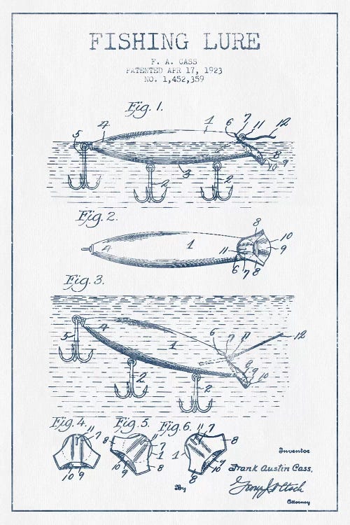 F.A. Cass Fishing Lure Patent Sketch (Ink)