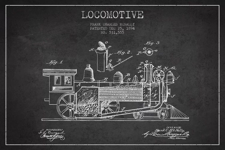 Frank C. McNally Locomotive Pattern Sketch (Charcoal)