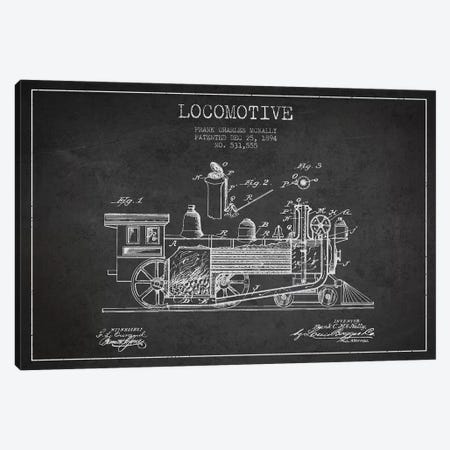 Frank C. McNally Locomotive Pattern Sketch (Charcoal) Canvas Print #ADP2887} by Aged Pixel Canvas Print