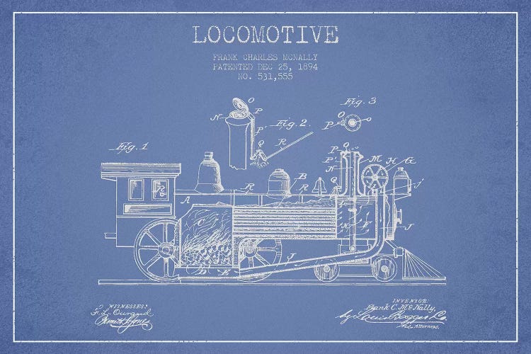 Frank C. McNally Locomotive Pattern Sketch (Light Blue)