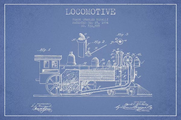 Frank C. McNally Locomotive Pattern Sketch (Light Blue)