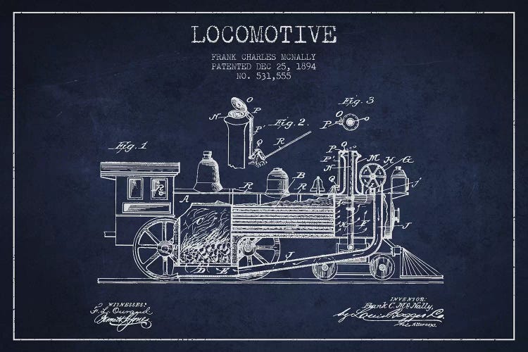 Frank C. McNally Locomotive Pattern Sketch (Navy Blue)