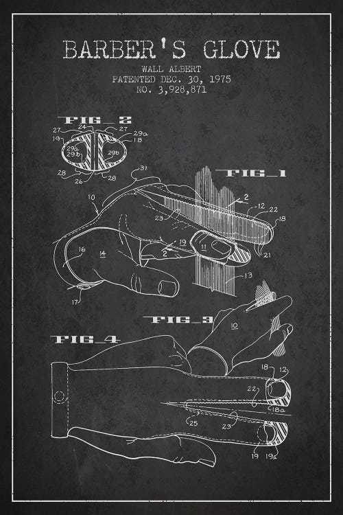 Barber's Glove Charcoal Patent Blueprint