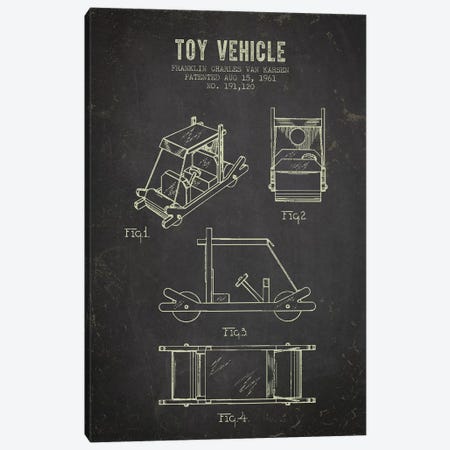 Franklin Van Karsen Flintstone Toy Car Patent Sketch (Charcoal) Canvas Print #ADP2893} by Aged Pixel Canvas Art Print