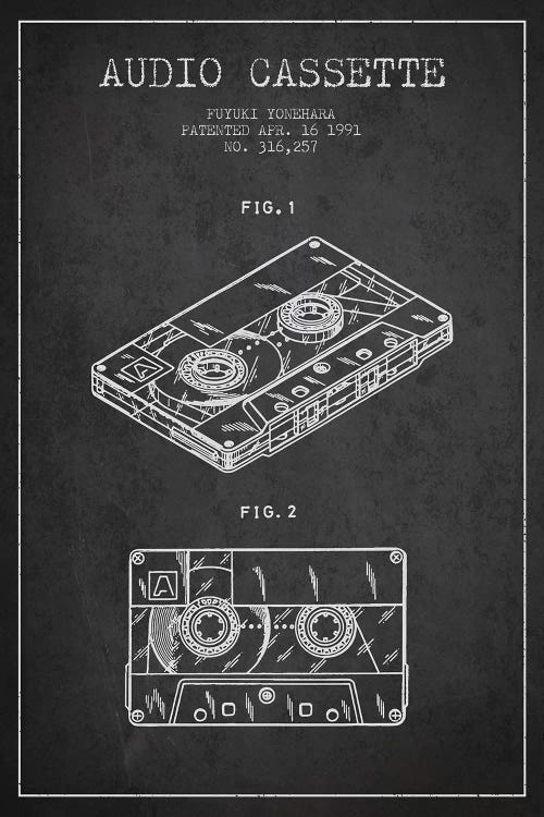 Fuyuki Yonehara Audio Cassette Patent Sketch (Charcoal)