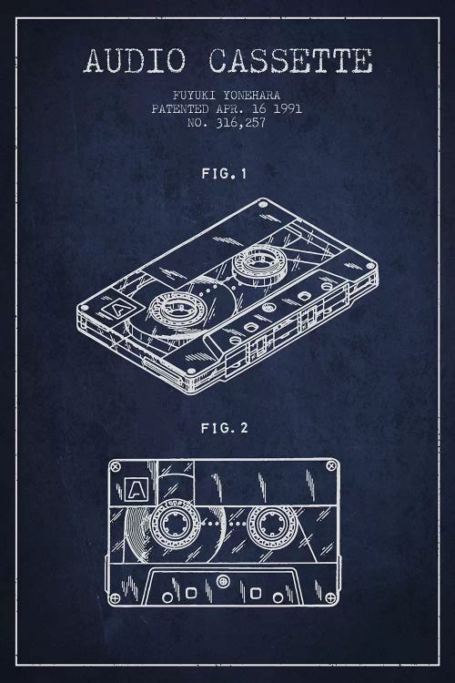 Fuyuki Yonehara Audio Cassette Patent Sketch (Navy Blue)