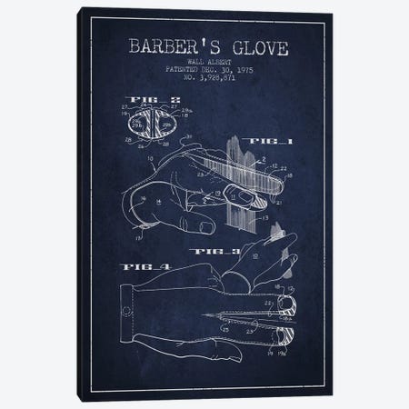 Barber's Glove Navy Blue Patent Blueprint Canvas Print #ADP290} by Aged Pixel Canvas Art