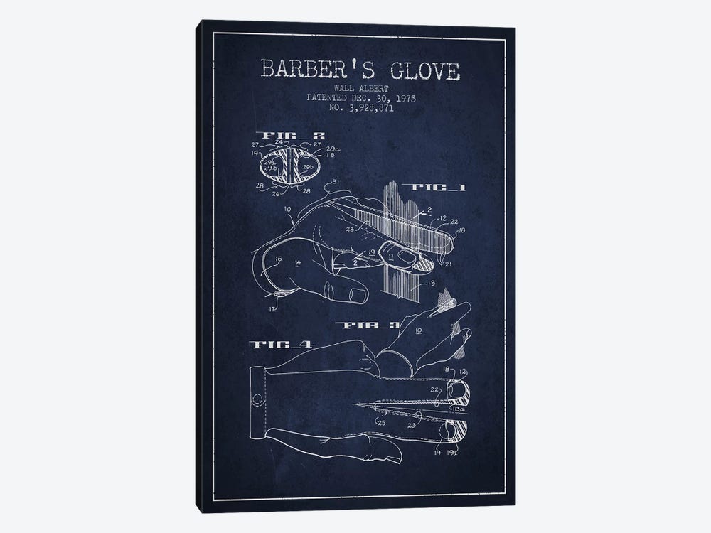Barber's Glove Navy Blue Patent Blueprint by Aged Pixel 1-piece Art Print