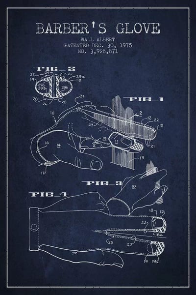 Barber's Glove Navy Blue Patent Blueprint