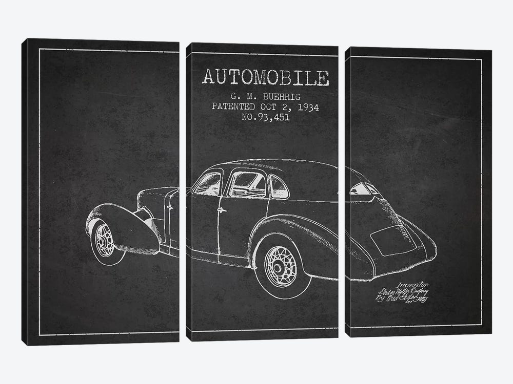 G.M. Buehrig Cord Automobile (Charcoal) I by Aged Pixel 3-piece Canvas Wall Art