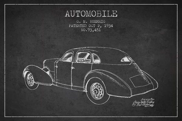 Automobile Blueprints: G.M. Buehrig Cord Automobile (Charcoal) I by Aged Pixel