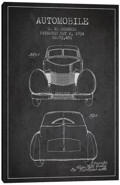 G.M. Buehrig Cord Automobile (Charcoal) II Canvas Art Print - Automobile Blueprints