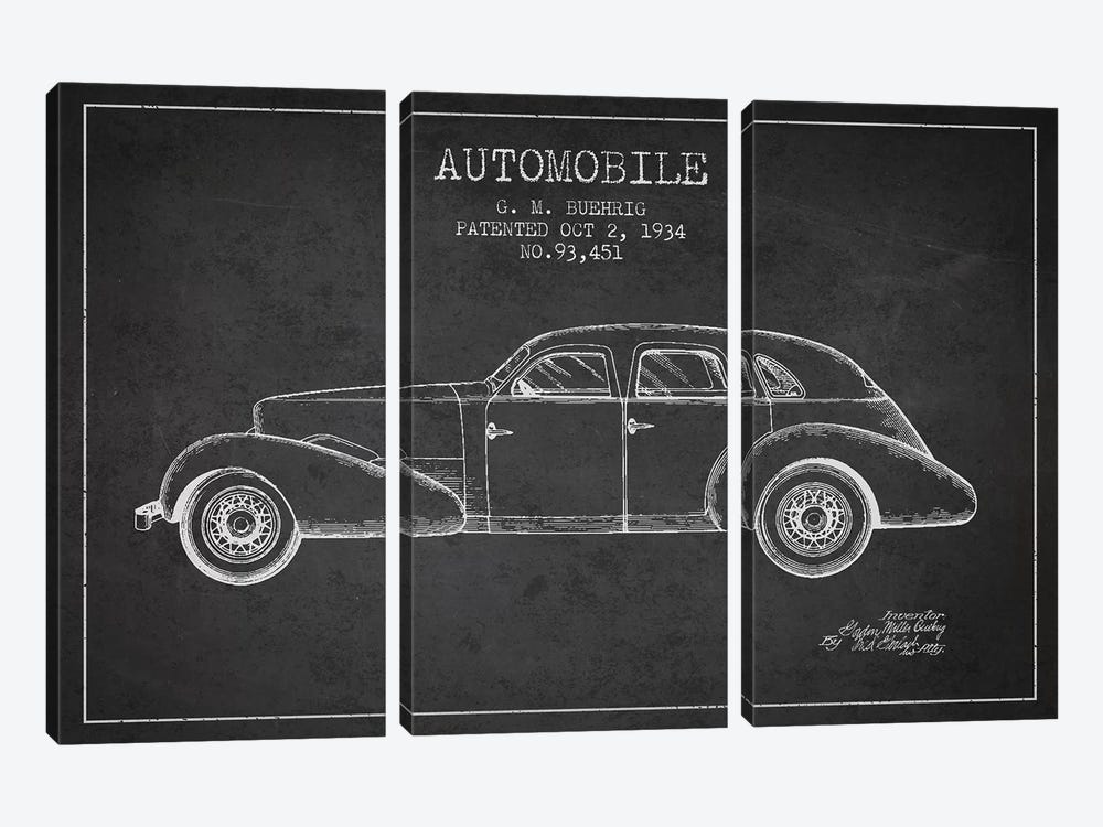 G.M. Buehrig Cord Automobile (Charcoal) III by Aged Pixel 3-piece Canvas Art