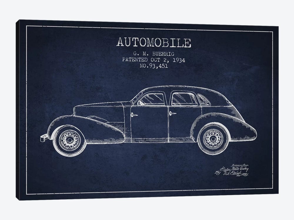G.M. Buehrig Cord Automobile (Navy Blue) III by Aged Pixel 1-piece Canvas Art Print