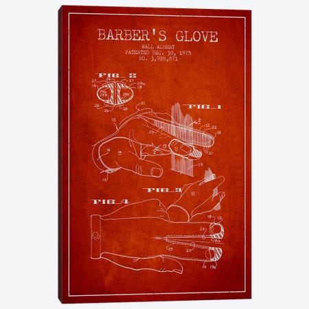 Barber's Glove Red Patent Blueprint Canvas Print #ADP291} by Aged Pixel Canvas Art