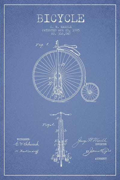 G.W. Marble Bicycle Patent Sketch (Light Blue)