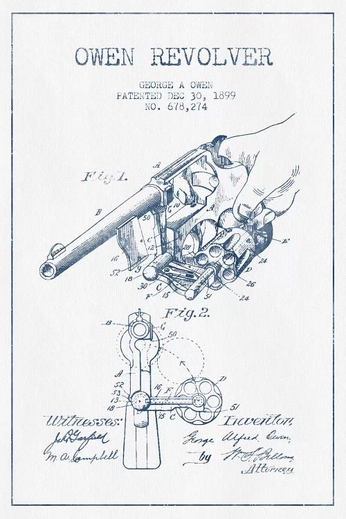 George A. Owen Revolver Ink Patent Sketch (Ink)