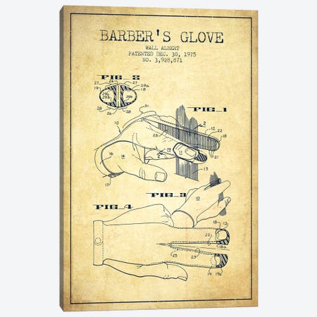 Barber's Glove Vintage Patent Blueprint Canvas Print #ADP292} by Aged Pixel Canvas Art